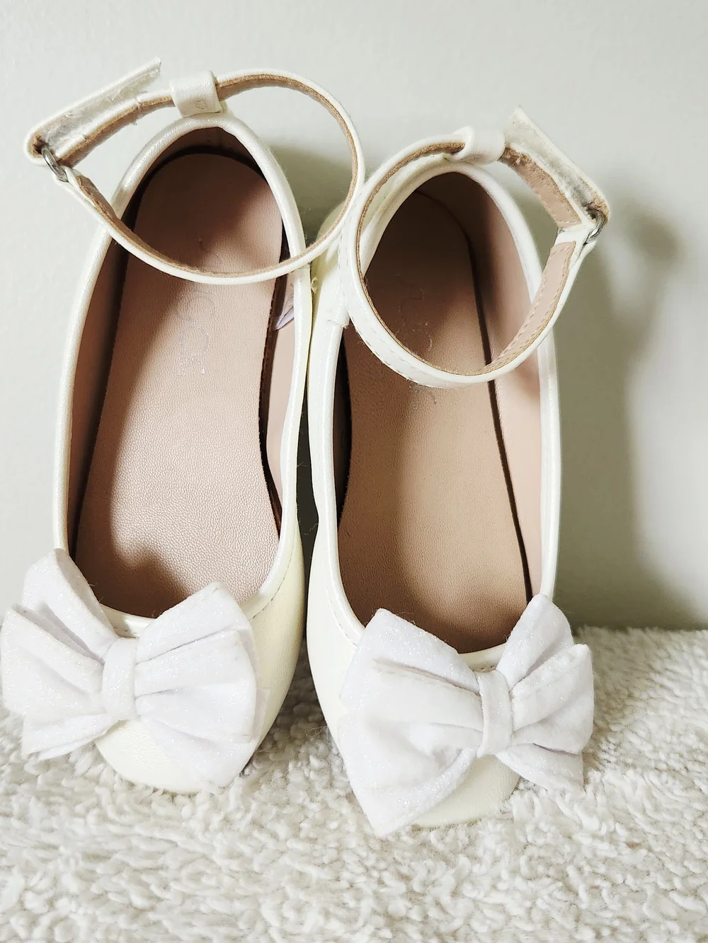 Sugar Toddler Girls Ivory / Off-White Bow Ballet Flats - Size 11